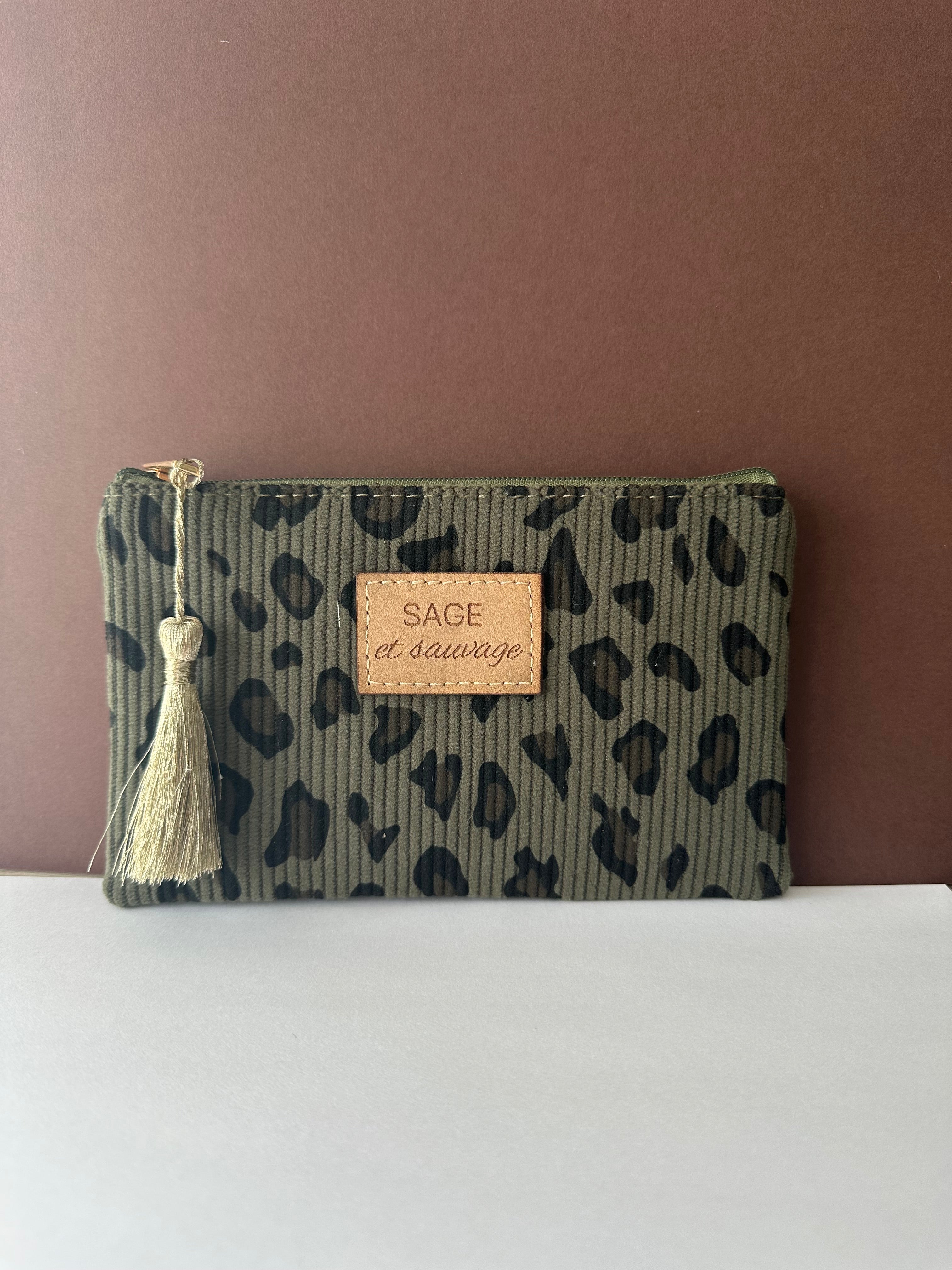 Pochette Léopard kaki